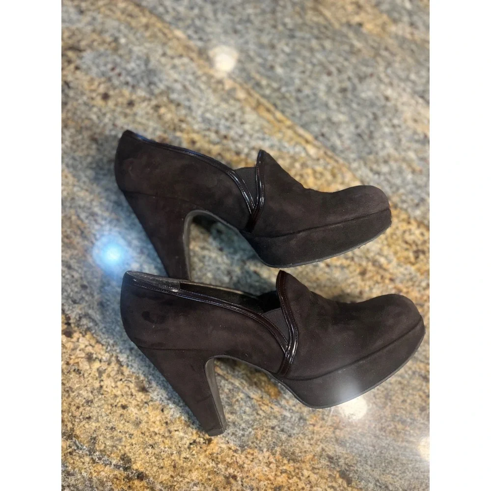 Stuart Weitzman Dark Brown‎ Suede Platform High Heel Ankle Booties Size 8M